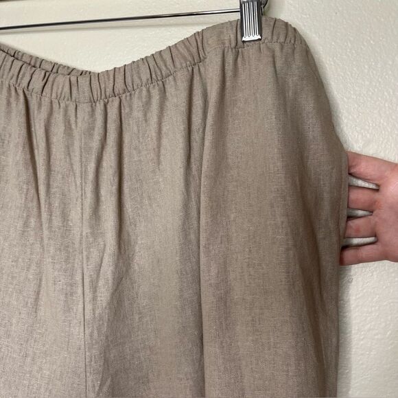 Vicki Waynes Linen Blend Tan Embroidered Button Top Pull On Pant Set Women 20 - Picture 12 of 16